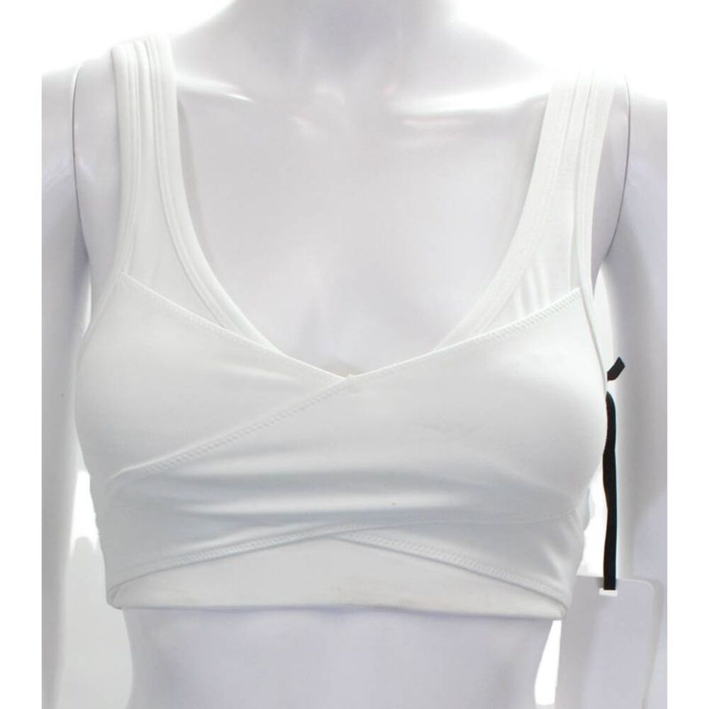 Varley Womens Paneled Detail Athletic Sports Bra White Size xs